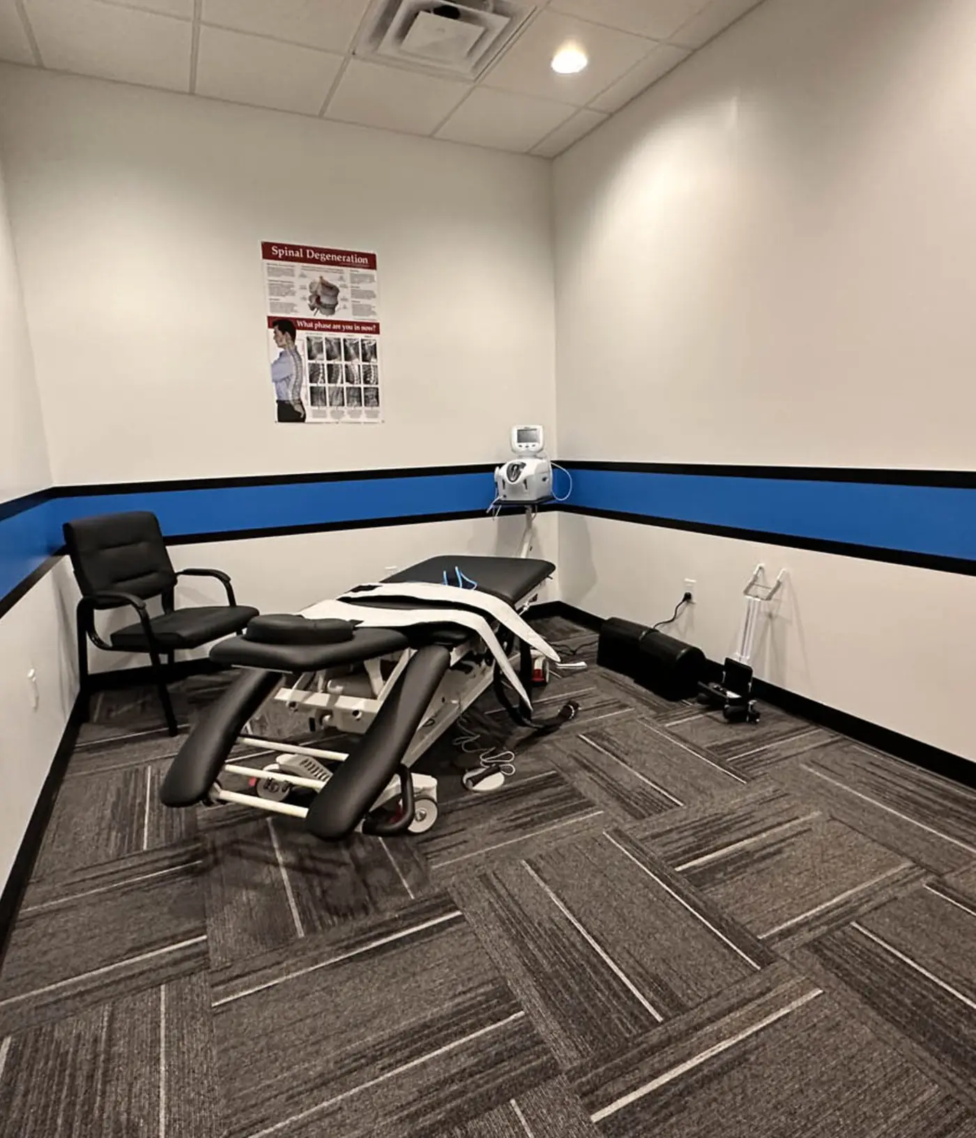 KTK Chiropractic adjustment room used for auto accident injury treatment